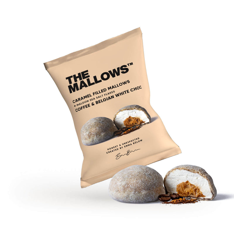 The Mallows Caramel Filled Mallows Coffee & White Chocolate | Gourmet skumfiduser med karamel og kaffe