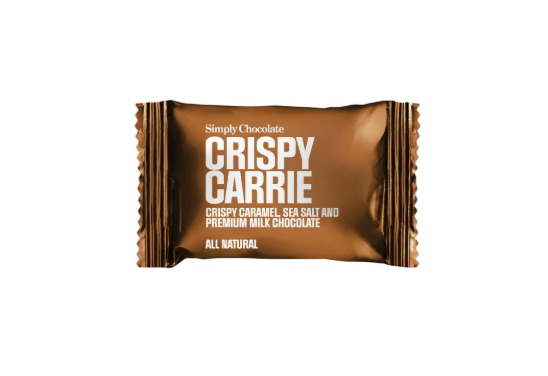 Mælkechokolade Bites med karamel og flagesalt, Crispy Carrie 10g