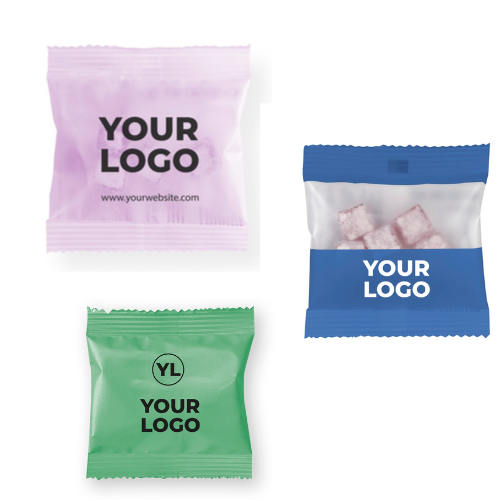 Vingummi med eget logo | Flowpacks med gourmet vingummi 3500 Stk
