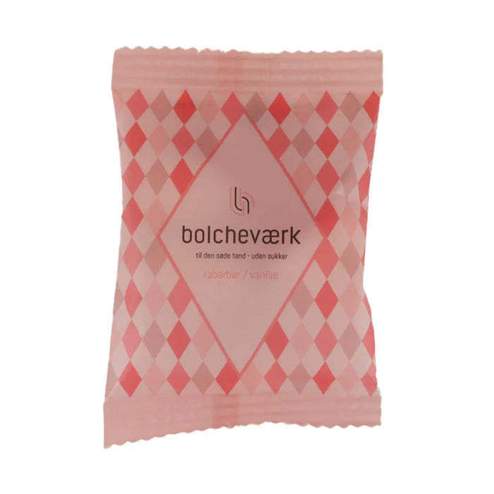 Bolcheværk Sukkerfri Bolcher Rabarber & Vanilje Flowpack 12g